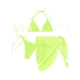 thumbnail image 4 of Minjewel Women's Solid Color Triangle Cup Bikini Three Piece Set,with Strappy Details and Sexy Design,Summer Beach Swimwear Set,Fluorescence Yellow,S, 4 of 5