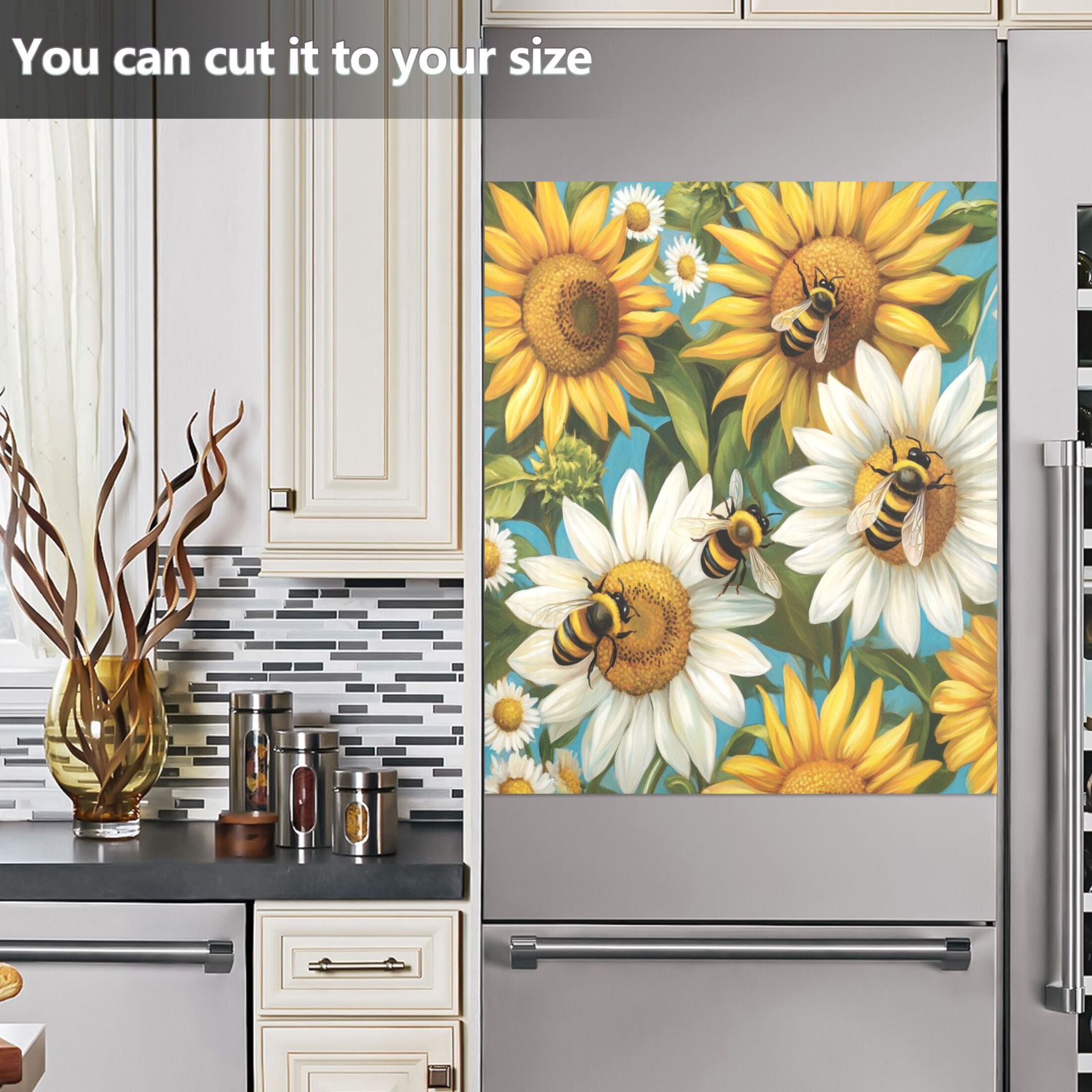 Dishwasher Magnetic Sticker 23x26 Inch Refrigerator Magnetic Sticker Washing Machine Magnetic Sticker Kitchen Panel Magnetic Sticker Home Decor Lovely Big Bee