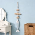 thumbnail image 5 of Handmade Rustic Wooden Fish Wall Hanging Ornament, Nautical-Themed Distressed Wood Decor with Seashell Accents, Lightweight Hanging Sculpture for Coastal and Beach House Decor, 5 of 6