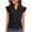 Black, variant on Womens Ruffle Short Sleeve Tops Frill Neck Loose Fit Shirts Stretch Textured Cute Casual Dressy Summer Flutter T-shirt
