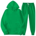 thumbnail image 2 of Mens Hooded Sports Tracksuit Unisex Two-Piece Running Set Long Sleeve Pullover Hoodies and Sweatpants, for Winter Training and Casual Streetwear,Army Green,L, 2 of 7