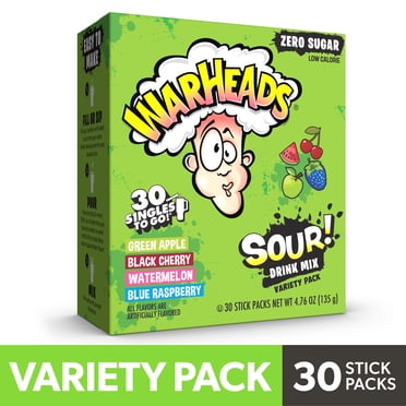 Warheads Sour Singles to Go Powdered Drink Mix Variety Pack, 30 Count Packets