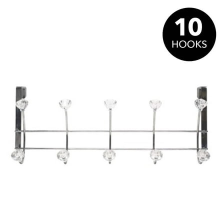 Simplify 10 Hook Over-The-Door Iron Towel Hook, Chrome