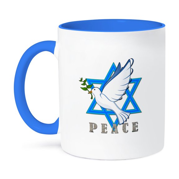 3dRose, Peace. Star of David. Love Israel. , 11oz Two-Tone Blue Mug