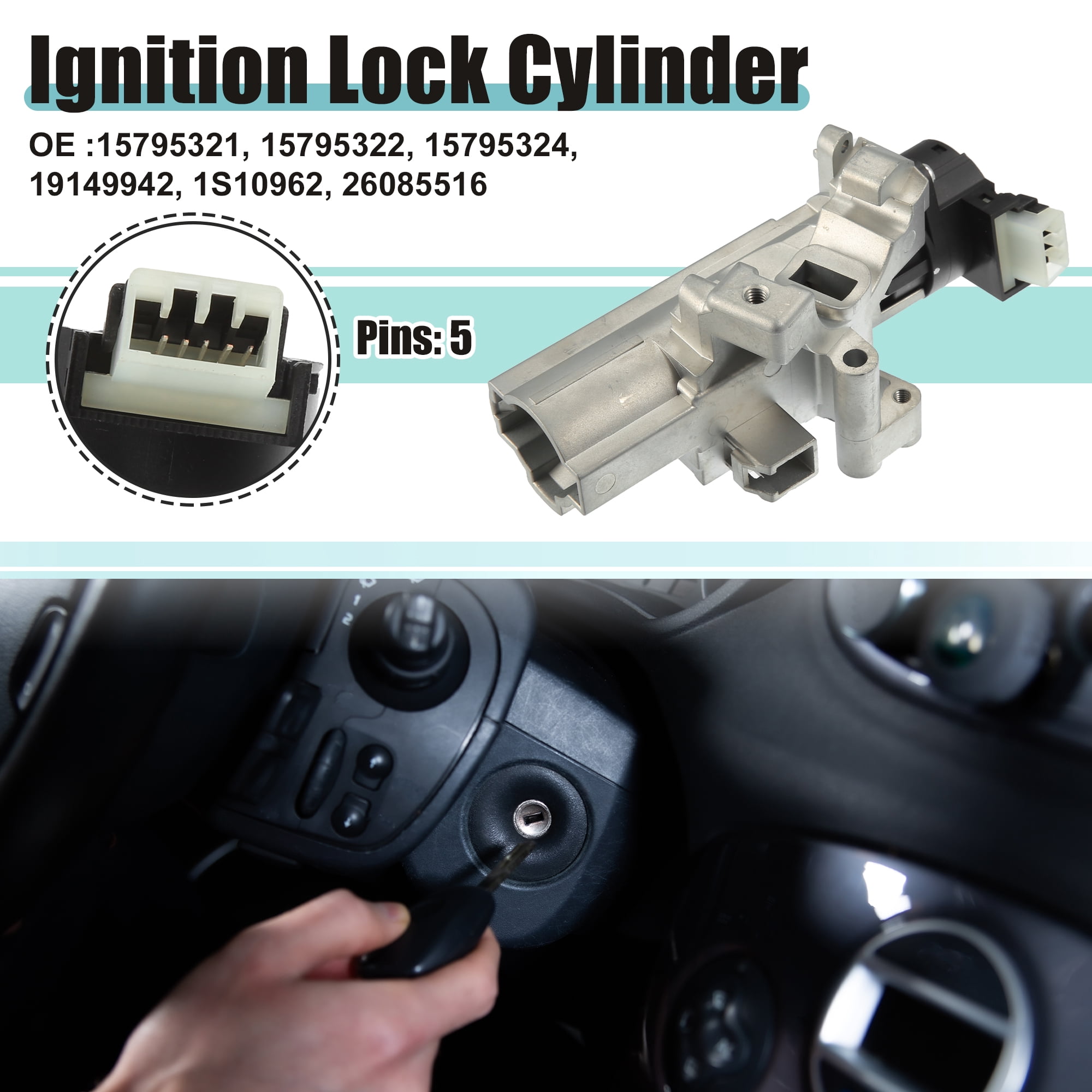 Unique Bargains Ignition Switch Cylinder Lock Assembly for Chevrolet Colorado 2004-2012 15795321 Silver Tone