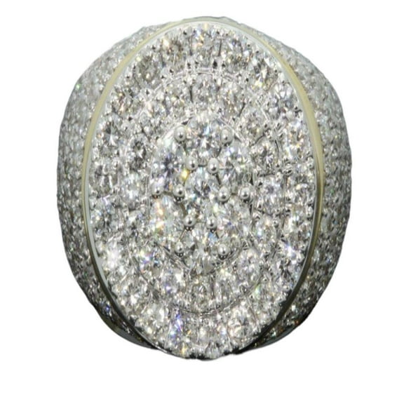 VOLALO Mens Titanium Ring Wedding Band Full Cubic Zirconia New 14K Gold Plated Ring With White Gift Box