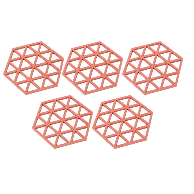 Table Plat Mat, 5pc Silicone Hexageon Set de Table Hexageon Boire Tasse Mat Qualité, Vous Pouvez Faire Confiance