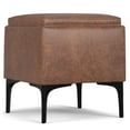 thumbnail image 2 of Simpli Home Natasha 18" WD Square Storage Ottoman with Tray in Brown Vegan Faux Leather, 2 of 15
