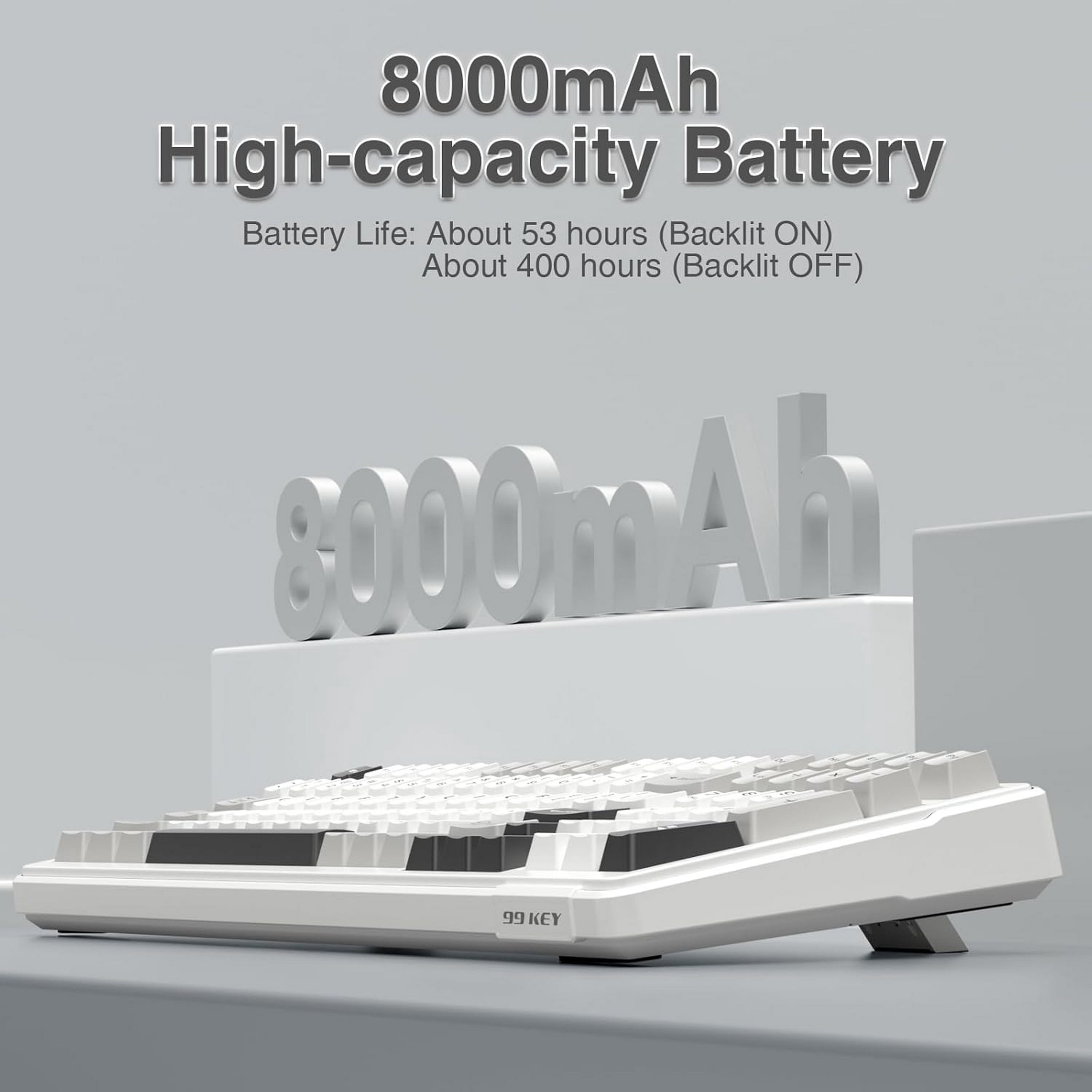 AULA F99 96% Wireless Mechanical Keyboard, Hot Swappable, Tri-Mode Bluetooth 5.0/2.4GHz/USB-C, Pre-Lubed Linear Switches, RGB Backlit, Macro Support, Black/Grey/White