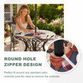 thumbnail image 4 of Round Outdoor Tablecloth with Umbrella Hole and Zipper, Kitchen Chef Tablecloth with Elastic Waterproof, Vintage Cheese Wine Coking Black Checked Patio Table Covers for 31" - 35" Picnic Pool Tables, 4 of 9
