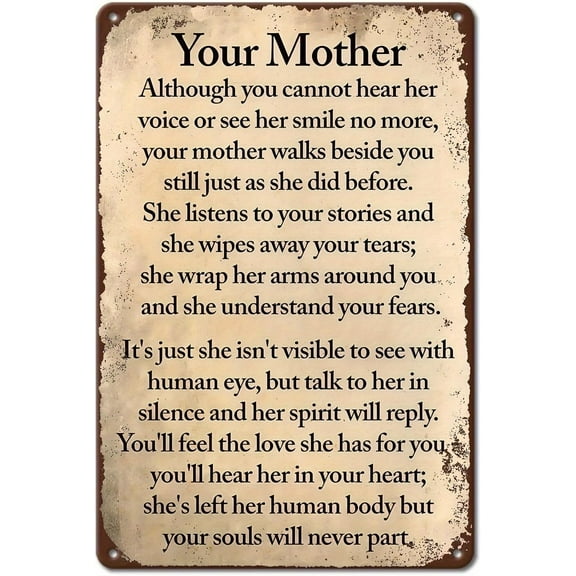 Retro Decor Tin Signs,The Ever - Present Spirit of Mother,for garage,bar,restaurant,living room,bedroom,kitchen,cafe,bar,8×12inch