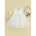 thumbnail image 2 of Hirigin Kids Baby Girl Crochet Lace Dress Sleeveless Floral Princess Dresses Fancy Gown Wedding Party Dresses 2-7 Years, 2 of 7