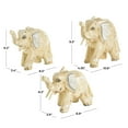 thumbnail image 3 of 9", 8", 6"H Light Brown Wood Handmade Elephant Sculpture with Scroll and Floral Patterns, by DecMode (3 Count), 3 of 9