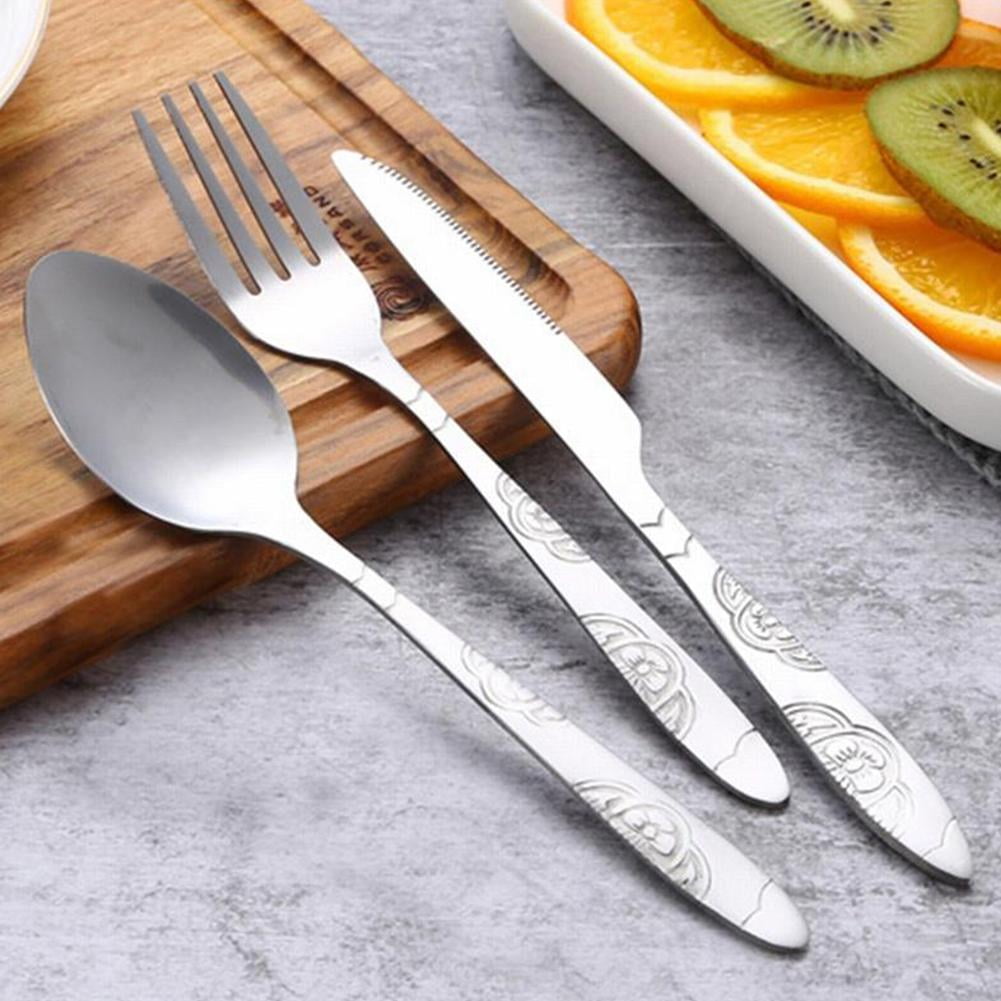 4pcs Marble Ceramic Handle Stainless Steel Steak Knife, Fork, Spoon Cutlery  Set For Restaurant, Hotel, Family Gathering