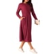 thumbnail image 4 of INSPIRAR CHIC Vestidos de Otoño para Mujeres de Manga Larga Cuello Redondo Tejido A-Line Vestido Midi Casual S Rojo Vino, 4 of 5