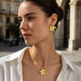 thumbnail image 2 of 2pcs/Set Necklace Earrings Set Three-Dimensional Flower Design Adjustable Length Choker Necklace Stud Earrings Jewelry Set, 2 of 8