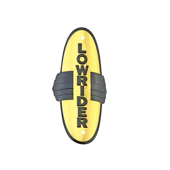 LOWRIDER BICYCLE NAME PLATE WING GOLD BLACK WITH WING. Bike part, Bicycle part, bike accessory, bicycle part