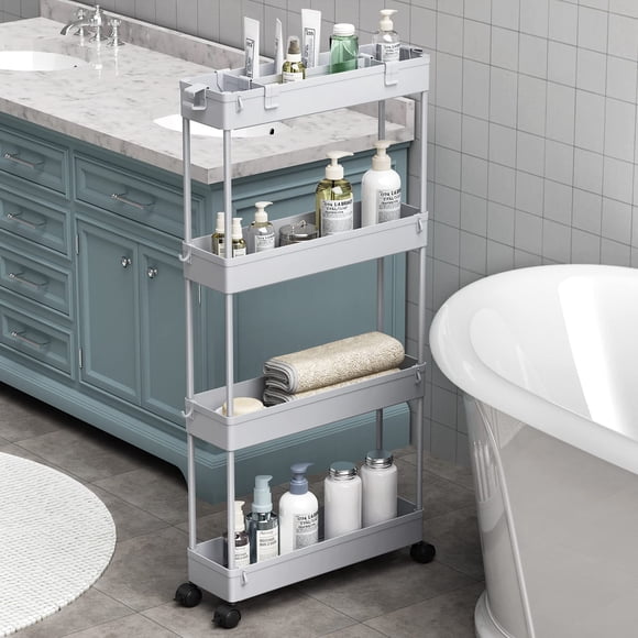 Carrito de almacenamiento SPACELEAD Slim de 4 niveles para oficina, cocina, gris