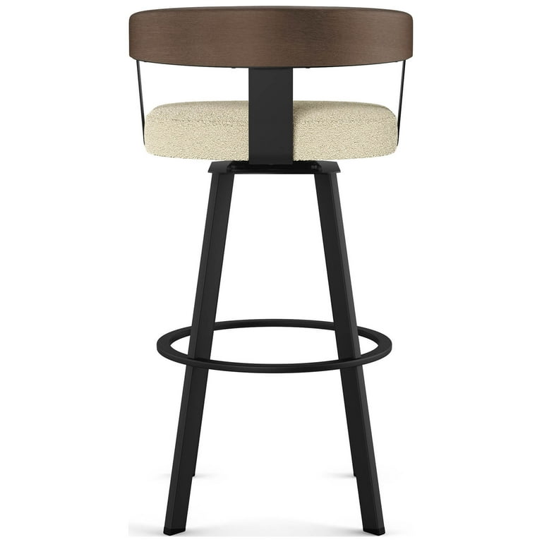 Amisco Lars 26 In. Counter Stool Cream Boucl Polyester Black Metal Brown Wood