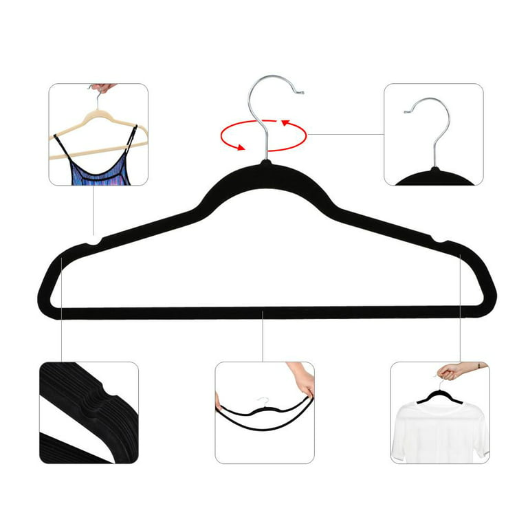 Non Slip Velvet Clothing Hangers, 100 Pack, Black - AliExpress