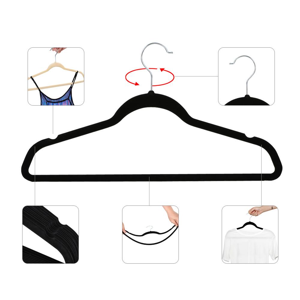 Renwick Non Slip Velvet Clothing Hangers, 100 Pack, Black - image 3 of 10