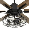 thumbnail image 3 of 72" Casa Vieja Industrial Indoor Ceiling Fan with LED 3-Light Remote Control Matte Black Oak Wood Cage Living Room Kitchen House, 3 of 8