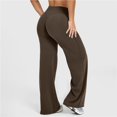 thumbnail image 3 of Leggings de entrenamiento for mujer, pantalones de Yoga sin costuras, de pierna ancha, acampanados, de cintura alta, suaves, sin costura frontal, gimnasio, Control de barriga, 3 of 5