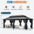 thumbnail image 5 of HOTEEL 12'x20' Hardtop Gazebo, Heavy Duty Outdoor Gazebo with Full-Colour Steel Tiles Double Roof, Flame-Retardant Curtains and Netting, Permanent Gazebo for Patio, Lawn and Backyard, Black, 5 of 14