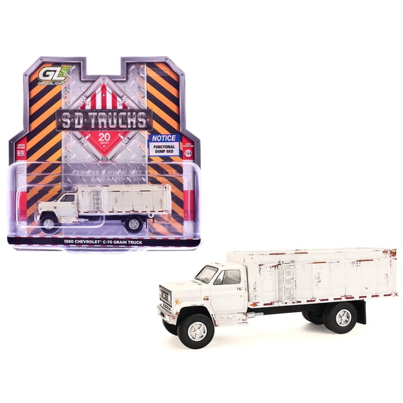 1980 Chevrolet C-70 Grain Truck White (Weathered) "S.D. Trucks" Series 20 1/64 Scale Diecast Model Cars by Greenlight