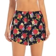thumbnail image 2 of Balery Red Rose Flower Pantalones cortos deportivos para mujer con forro y dos bolsillos, elásticos, para entrenamiento, gimnasio, yoga-Large, 2 of 7