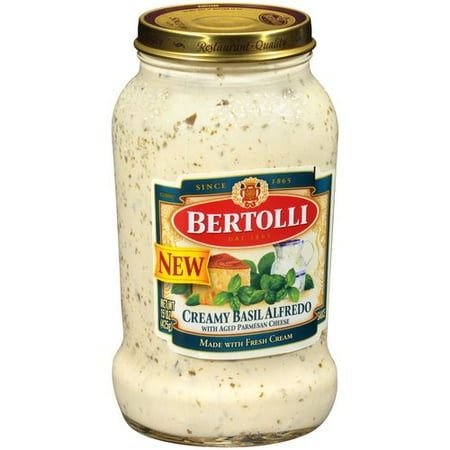 (4 Pack) Bertolli Creamy Basil Alfredo Sauce, 15