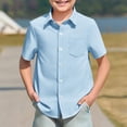 thumbnail image 2 of Boys' Button Down Shirts Boys Light Blue Short Sleeve Shirt Boys Formal Outfit Kids Uniform Shirts Boys Girls Fashion, 2 of 6