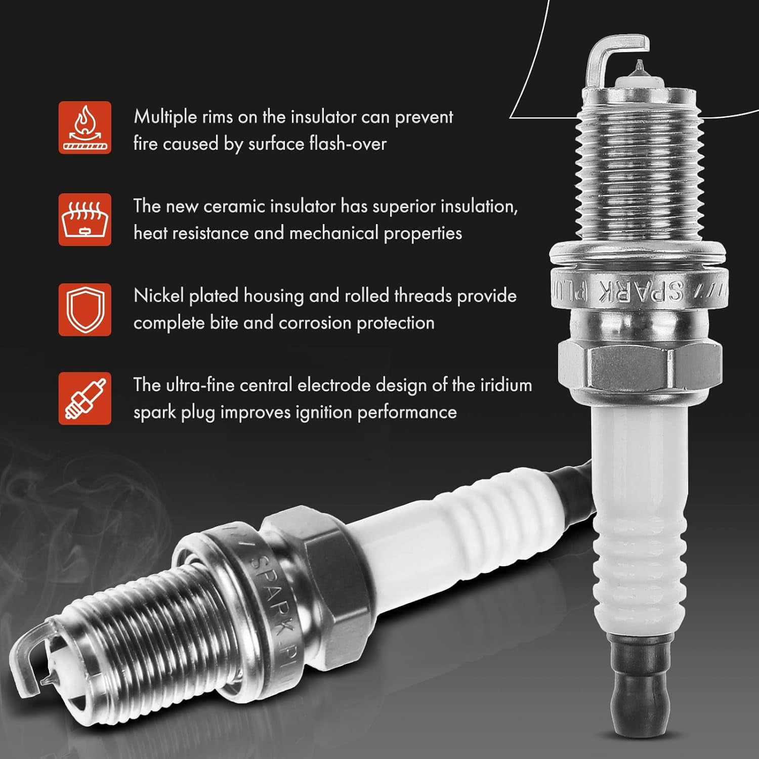 A-Premium Set of 4 Ignition Coil Pack and Iridium Spark Plugs Compatible with Audi A4 A5 A6 A7 A8 Quattro Q5 Q7 R8 S4 S5 S6 S8 Porsche Cayenne Panamera Volkswagen