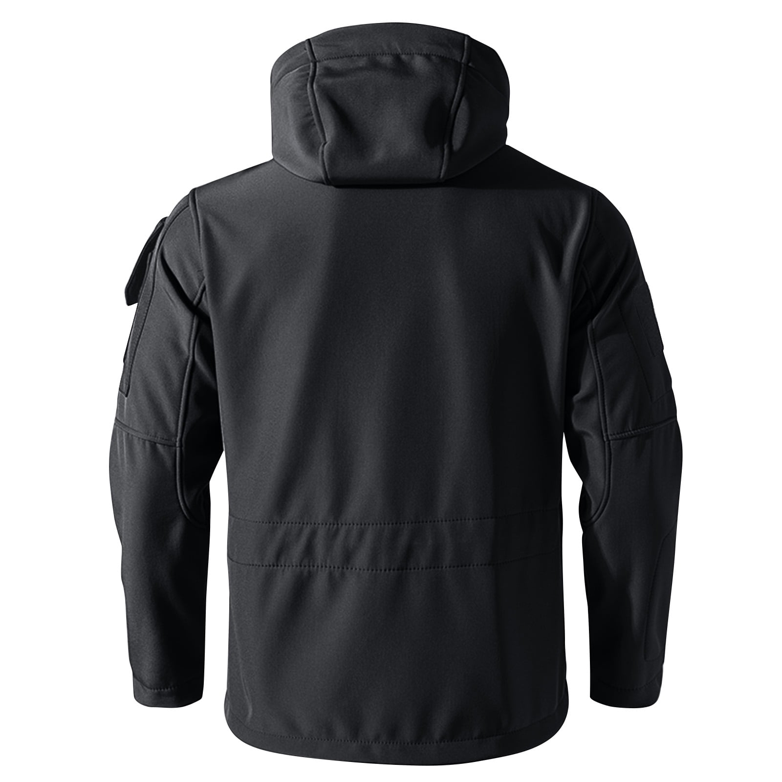 Kixjoy Tactical Jacket for Men Big and Tall Waterproof Hooded Jacket Long Sleeve Full Zip Fall Coats Warm Hiking Camo Mens Hoodies with Pockets, Black 3XL
