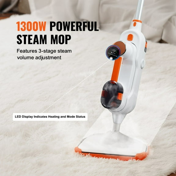 Multi-Surface Steam Mop for Hard Floors, 8-in-1 with 7 Brush Heads to Clean Ceramic, Linoleum, Natural Stone