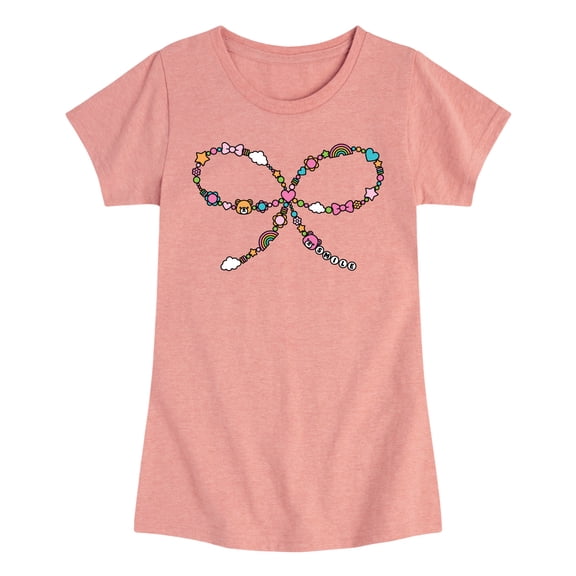 Instant Message - Bead Bow Fitted Short Sleeve Graphic T-Shirt