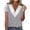 Gray, variant on Fesfesfes Womens Short Sleeve Tops Women Fashion Summer Fold Printed Regular Women Short Sleeves V Neck Button Top Women's Short Sleeve Tops M(US:6)