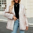 thumbnail image 2 of BiZtdJrK Back To College Sales Womens Long Winter Coat Warm Faux Fur Leopard Overcoats Long Sleeve Open Front Fuzzy Fluffy Cardigan Outwear Beige L, 2 of 9