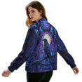 thumbnail image 3 of DISNIMO Raven Printed Jackets for Women Long Sleeve Sweatshirts V Neck Outwear Zip Up Jackets with Pockets, S, 3 of 7