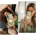 thumbnail image 3 of Funda magnética con purpurina para iPhone 17 [compatible con MagSafe], con brillantes diamantes de imitación y soporte, de lujo, a prueba de golpes y con protección para cámara, 3 of 6