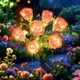 thumbnail image 3 of Rirool 2-Pack Pink Solar Rose Flower Garden Stake Lights, 7 Heads Outdoor Waterproof Decorative Lights with 8 Modes, Auto On/Off Warm White LED for Yard Lawn Patio Pathway Decor, 3 of 8