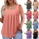 thumbnail image 1 of Ropa de estar por casa,Vestido plisado sin mangas con escote cuadrado, talla grande, informal, de verano, para mujer, tejido de imitación, para uso diario y en casa, sopatenor, 1 of 9