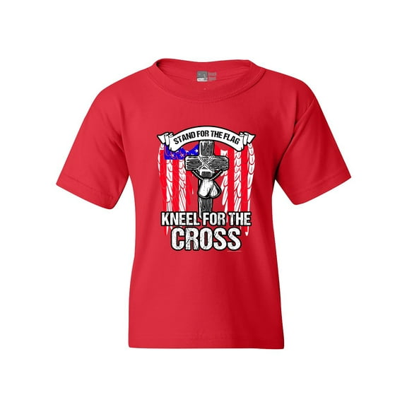 Stand For The Flag Kneel For The Cross Army USA DT Youth Kids T-Shirt Tee