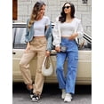 thumbnail image 5 of Eddoyee Womens High Waist Cargo Wide Leg Denim Pants Stretch Casual Jeans S-XXL, 5 of 5