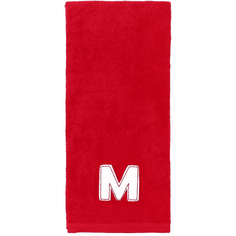 St Nicholas Square Red Christmas Plaid M Monogram Hand Towel Set, 2 piece  