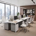 thumbnail image 3 of Lacoo Mid-Back Faux Leather Office Desk Chair Executive Conference Task Chair with Arms, White, 3 of 8
