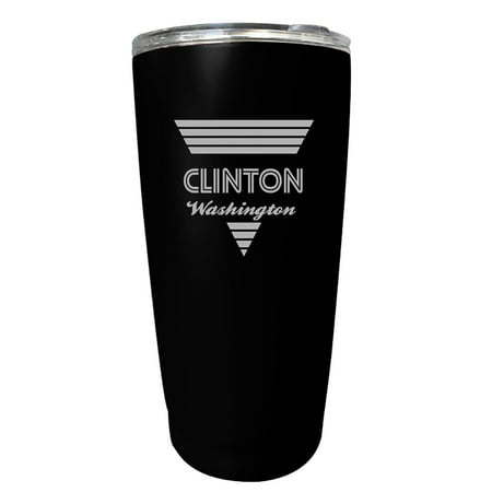 

Clinton Washington Souvenir 16 oz Black Stainless Steel Tumbler Retro Design