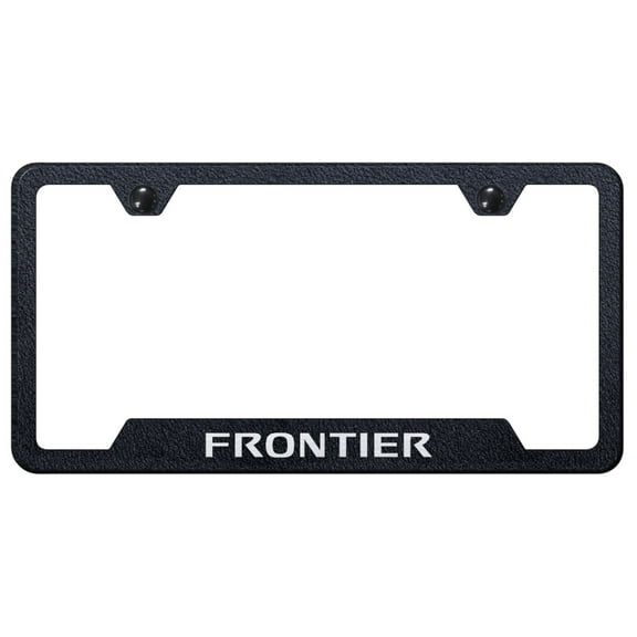 Nissan Frontier Laser Etched Logo Cut-Out License Plate Frame (Rugged Black)