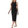 thumbnail image 4 of Conjunto de falda de 2 piezas de verano para mujer, conjunto de trabajo empresarial, chaleco sin mangas con botones y falda lápiz XL negra, 4 of 6