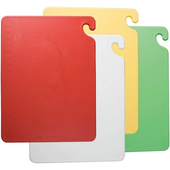 Carlisle Produits de Restauration CB1218QS Ensemble de 4 Planches à Découper et à Transporter avec Tableau Intelligent Gratuit, 18 Pouces Longueur x 12 Pouces Largeur x 1/2 Pouces Épais
